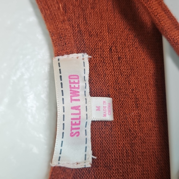 Stella Tweed Rust Knit Sweater Dress with Crisscross Front Size M - Picture 2 of 14